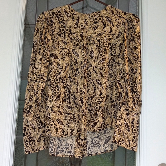 Zara Turkey Stunning Exotic Long Puffy Sleeve + Cuffs Floral Button Blouse M? - Picture 2 of 10